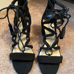 Marc Fisher Black Lace Up Block Heels